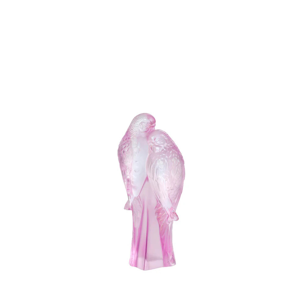 Lalique Pink Two Parakeets Sculpture